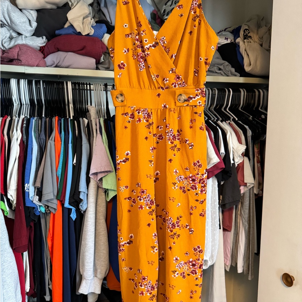 Floral Orange Jumpsuit